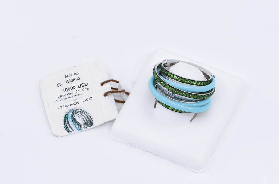 de GRISOGONO Turquoise Ceramic Tsavorites Ring