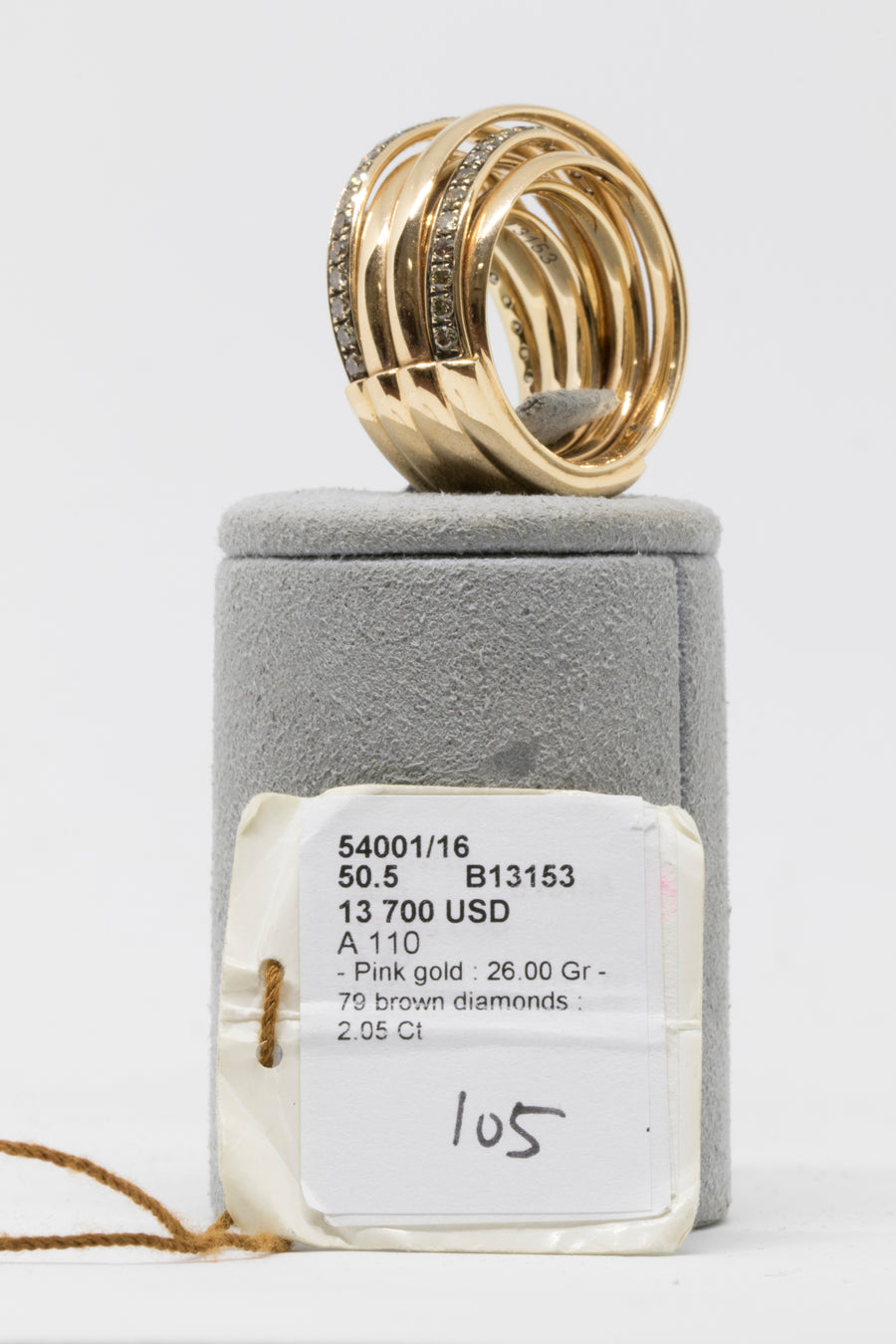 de GRISOGONO 79 Round Brown Diamond Ring w/ Rose Gold - eJewels